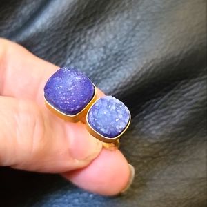Sapphire Drutzy double stone open size brushed gold sterling ring